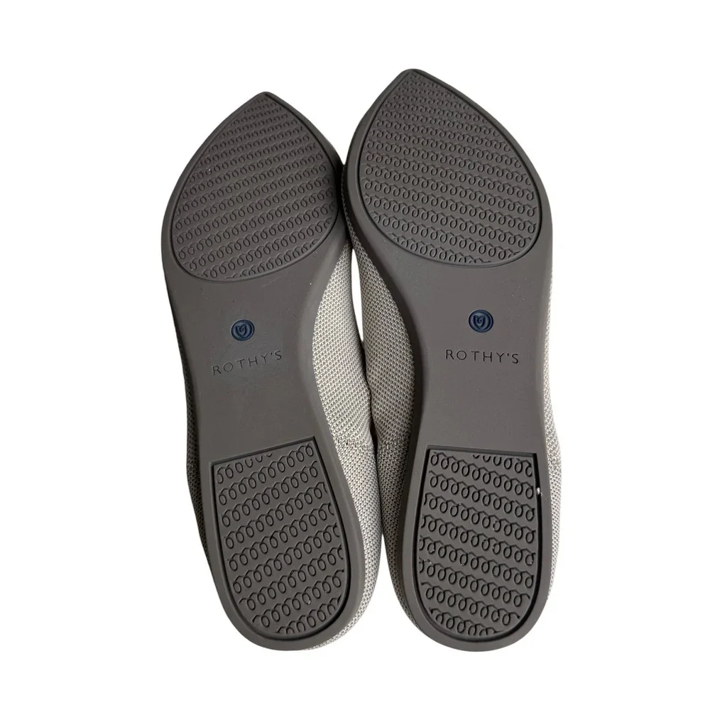 Rothy's The Point Pointed Toe Knit Ballet Flats Linen / Birdseye Gray Size 9
